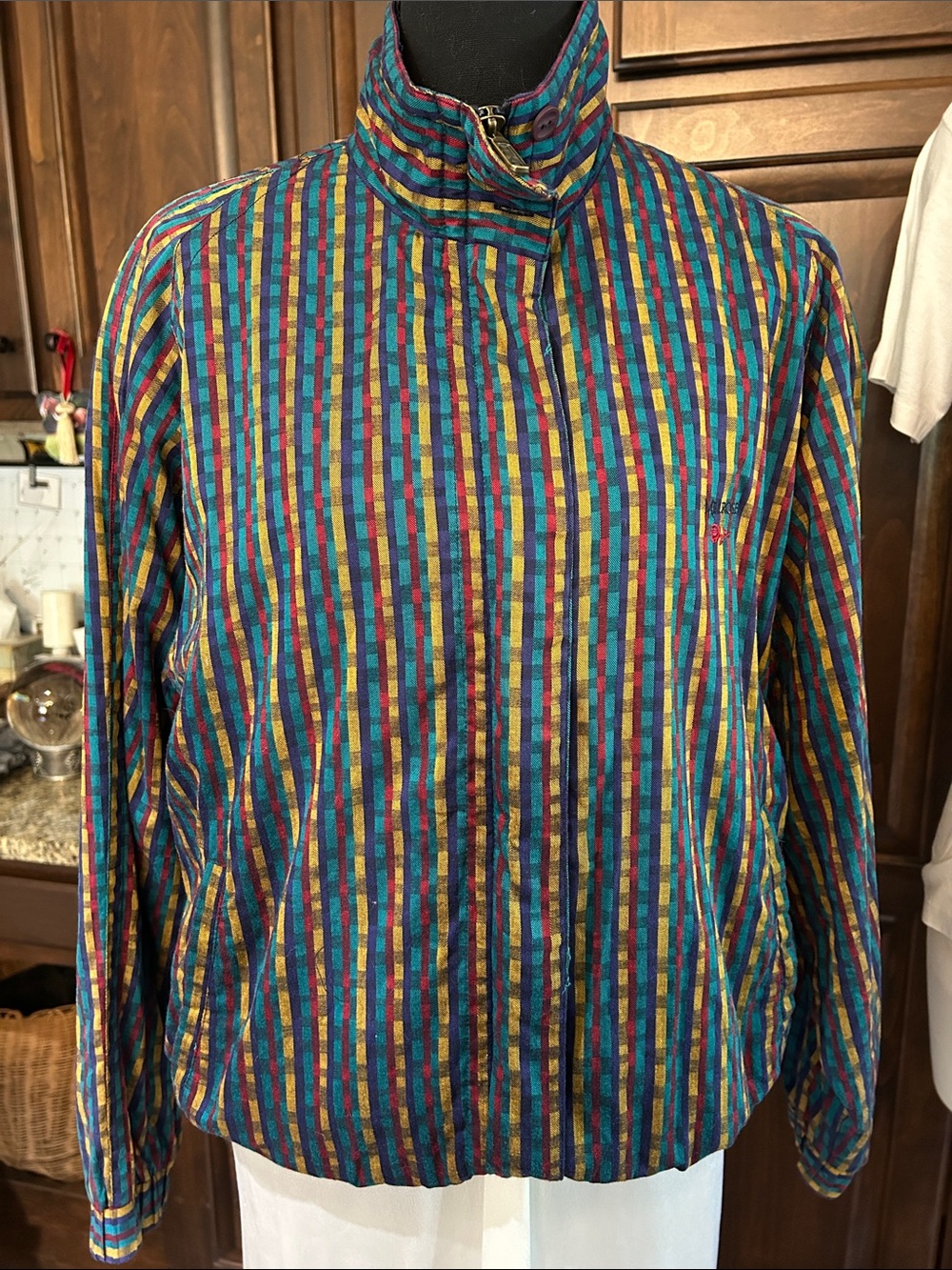 1980’s Head Sz S Multicolor Striped Stand-Collar Jacket - Zip Front